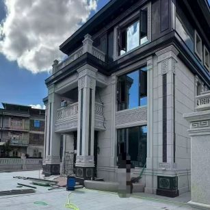 潍坊 别墅干挂，芝麻白与芝麻黑完美配合