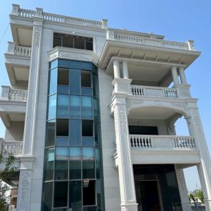 潍坊 芝麻白花岗岩别墅外墙干挂效果展示