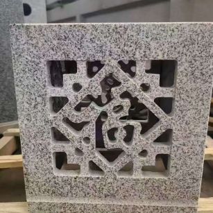 潍坊 芝麻白花岗岩镂空雕花灯笼