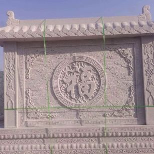 潍坊 芝麻白花岗岩屏风，照壁，影壁