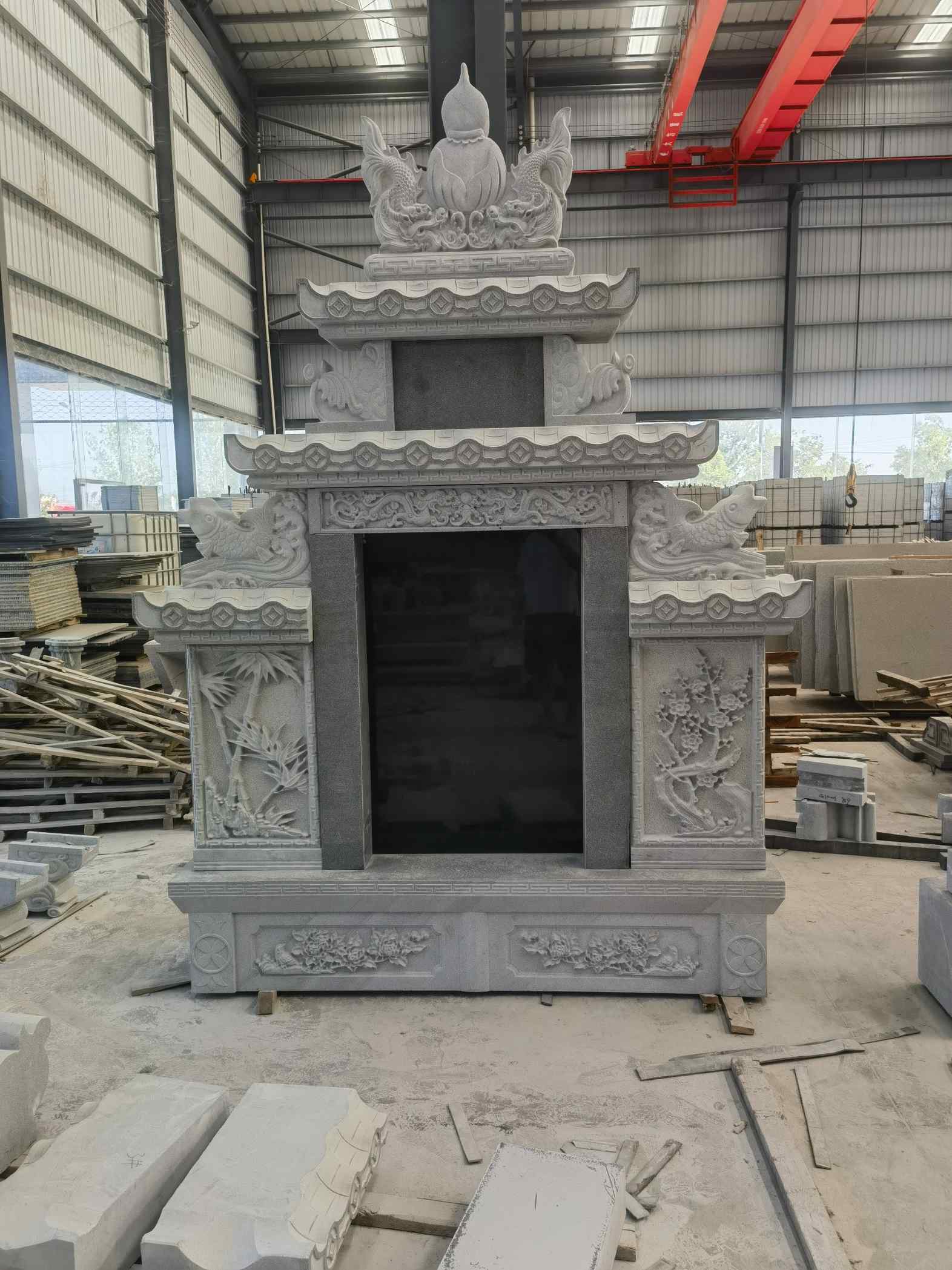 潍坊 芝麻灰高档墓碑、土墓，一套也支持定做