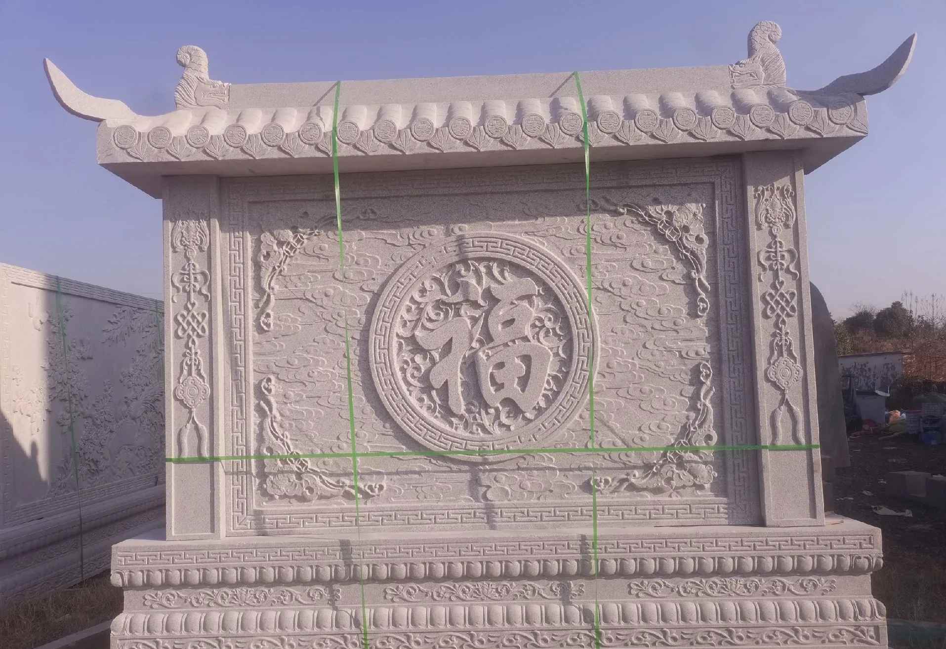 潍坊 芝麻白花岗岩屏风，照壁，影壁